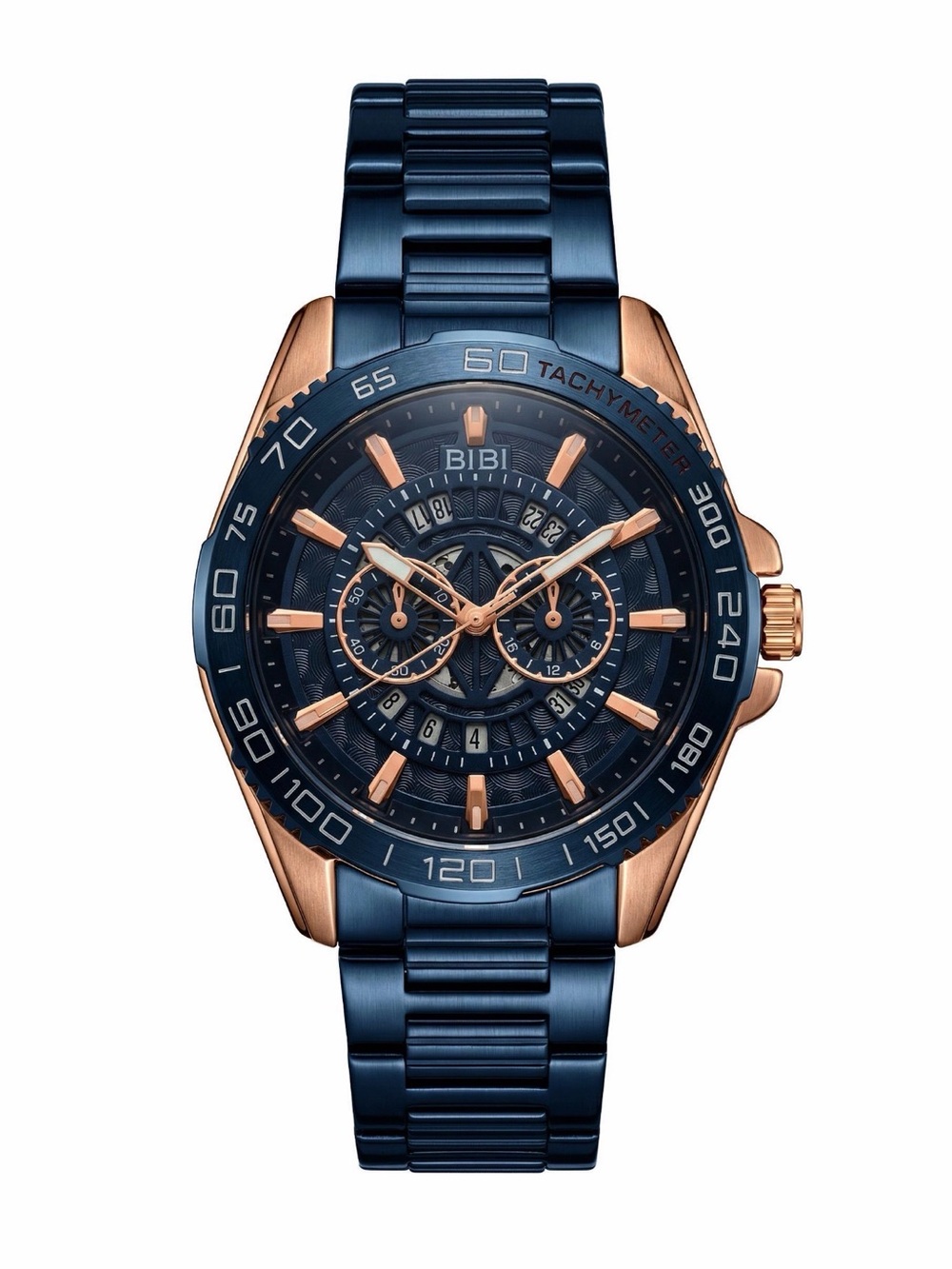 BiBi Blue and Rose Gold Sport Chronograph Watch